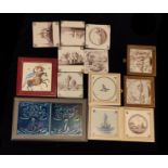 DELFT, A SELECTION OF ELEVEN VARIOUS 19TH CENTURY DUTCH MARQUIS TILES Depicting landscape views,