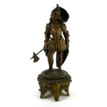 A 19TH CENTURY SPELTER FIGURE OF SAINT GEORGE Standing pose wearing medieval armour and scrolled
