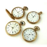 A COLLECTION OF FOUR EARLY 20TH GOLD PLATED GENT'S POCKET WATCHES Comprising three open face, E.
