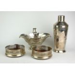 A COLLECTION OF VICTORIAN SILVER AND LATER CONTINENTAL TABLEWARE Comprising a Victorian bonbon