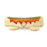 CLARICE CLIFF, AN ART DECO 'TAORMINA' POTTERY POSY RECTANGULAR HOLDER With orange pattern, marked