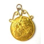 A KING GEORGE V 22CT GOLD HALF SOVEREIGN COIN, DATED 1914 With George and Dragon to reverse and
