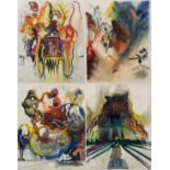 SALVADOR DALI, SPANISH, 1904 - 1989, 'FOUR DREAMS OF PARADISE', A SET OF FOUR COLOURED