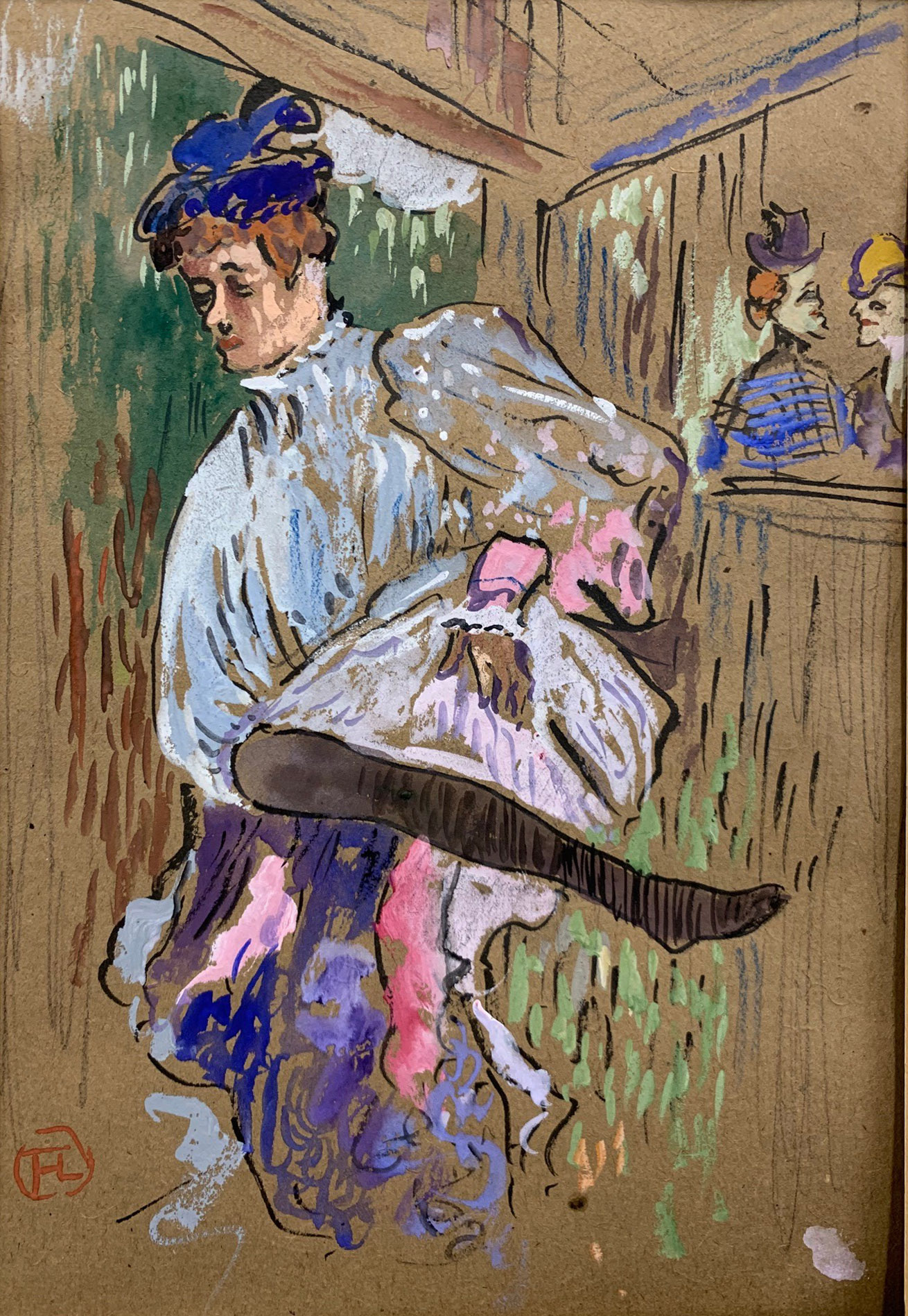 FOLLOWER OF HENRI DE TOULOUSE-LAUTREC, 1864 - 1901, GOUACHE ON PAPER Sketch of Jane Avril dancing,