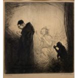 JOHN HENRY AMSHEWITZ, 1882 - 1942, ETCHING Titled 'Mischief', signed in pencil, mounted, framed. (