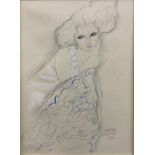 FOLLOWER OF GUSTAV KLIMT, 1862 - 1918, PENCIL AND COLOURED CHALK DRAWING Portrait of a lady, bearing