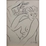 FOLLOWER OF HENRI MATISSE, 1869 - 1954, LITHOGRAPH Nude women setting, bearing signature lower