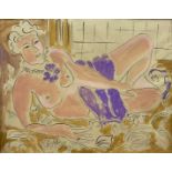 FOLLOWER OF HENRI MATISSE, 1869 - 1954, WATERCOLOUR Study of a reclining nude women, bearing