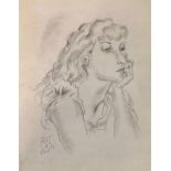 FOLLOWER OF LÉONARD TSUGUHARU FOUJITA, 1886 - 1968, PENCIL DRAWING Portrait of a woman, bearing