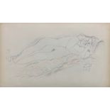 FOLLOWER OF GUSTAV KLIMT, 1862 - 1918, COLOURED LITHOGRAPH Two reclining nude women, bearing