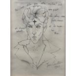 AFTER JEAN COCTEAU, 1889 - 1963, COLOURED LITHOGRAPH Self portrait, bearing inscription, gallery