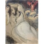 MARC CHAGALL, 1887 - 1985, COLOURED LITHOGRAPH Titled 'Sarah & Abimelech M239', bearing gallery