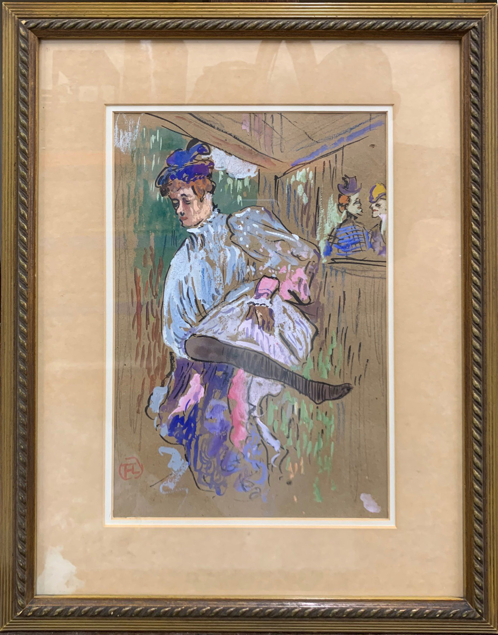 FOLLOWER OF HENRI DE TOULOUSE-LAUTREC, 1864 - 1901, GOUACHE ON PAPER Sketch of Jane Avril dancing, - Image 2 of 5