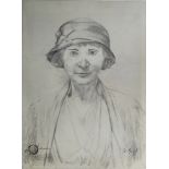 FOLLOWER OF DUNCAN GRANT, 1885 - 1978, PENCIL DRAWING Head and shoulders portrait, a woman wearing a