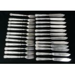 A SET OF TWELVE VICTORIAN SILVER KINGS PATTERN FISH KNIVES AND FORKS Hallmarked H.H., Sheffield,