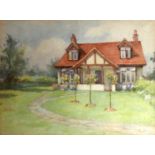 MINNIE JANE HARDMAN (NÉE SHUBROOK), 1862 - 1952, A NEAR PAIR OF WATERCOLOURS Landscapes, country