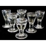 A SET OF SIX 19TH CENTURY PENNY LICK/ILLUSION GLASSES Having shallow bowls and circular bases