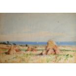 MINNIE JANE HARDMAN (NÉE SHUBROOK), 1862 - 1952, A PAIR OF WATERCOLOURS Coastal view with