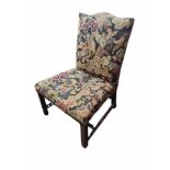 AN 18TH CENTURY MAHOGANY STANDARD CHAIR In a later tapestry upholstery, on square chamfered legs