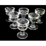 A COLLECTION OF SIX VICTORIAN PENNY LICK ILLUSION GLASSES Each having shallow bowls with circular