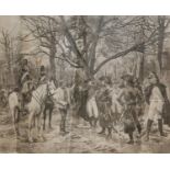 JOULES JACQUET, 1841 - 1913, A SIGNED BLACK AND WHITE ENGRAVING Military scene, after Jean Louis