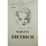 MARLENE DIETRICH, AN AUTOGRAPHED THEATRE PROGRAMME An appearance at Golders Green Hippodrome with