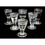 A COLLECTION OF SIX VICTORIAN PENNY LICK ILLUSION GLASSES Each having shallow tapering bowls and