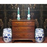 A 19TH CENTURY MAHOGANY CHEST OF THREE LONG DRAWERS. (79cm x 47cm x 79cm) Condition: good overall