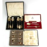 A COLLECTION OF VICTORIAN AND LATER SILVER FLATWARE Comprising a set of six Victorian teaspoons with