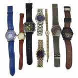 A COLLECTION OF VINTAGE GENT'S FASHION WRISTWATCHES To include a rectangular watch marked 'Fish',