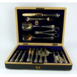 AN EARLY 20TH CENTURY SILVER PLATED FRUIT SET Comprising five knives, six forks, two berry spoons,