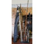 A COLLECTION OF EARLY 20TH AND LATER FISHING RODS To include two rods set with Mitchell reels in