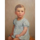 MINNIE JANE HARDMAN (NÉE SHUBROOK), 1862 - 1952, OIL ON CANVAS Portrait of a child wearing blue