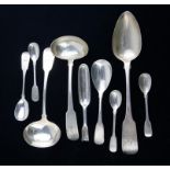 A COLLECTION OF GEORGIAN AND LATER IRISH SILVER FLATWARE To Include a tablespoon, hallmarked