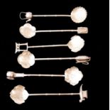 A SET OF SIX JAPANESE SILVER NOVELTY SPOONS Each having an individual finial including a teapot