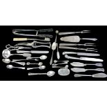 A COLLECTION OF 19TH CENTURY AND LATER SILVER AND SILVER PLATED CUTLERY To include three mustard