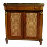 A REGENCY PERIOD EGYPTIAN REVIVAL ROSEWOOD SIDE CABINET With marble top above single drawer and