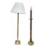 TWO EDWARDIAN STYLE BRASS STANDARD LAMPS. (160cm) Condition: good