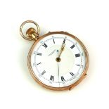 AN EARLY 20TH CENTURY 9CT GOLD GENT'S CHRONOGRAPH POCKET WATCH Circular white dial with seconds