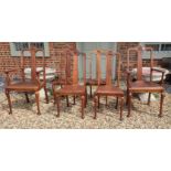 A SET OF SIX INCLUDING TWO CARVERS EARLY 20TH CENTURY MAHOGANY DINING CHAIRS. Condition: good