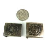 THREE GERMAN NAZI WWII METAL BELT BUCKLES To include an unusual Dutch 'SS' example, titled 'Gotti