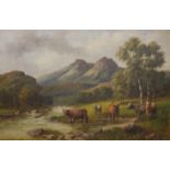 M. GOODMAN, A PAIR OF 19TH CENTURY OILS ON CANVAS Sheep and cattle in landscapes, gilt framed. (97cm