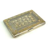 A VICTORIAN SILVER GILT RECTANGULAR CALLING CARD CASE With engraved scrolled decoration and fitted