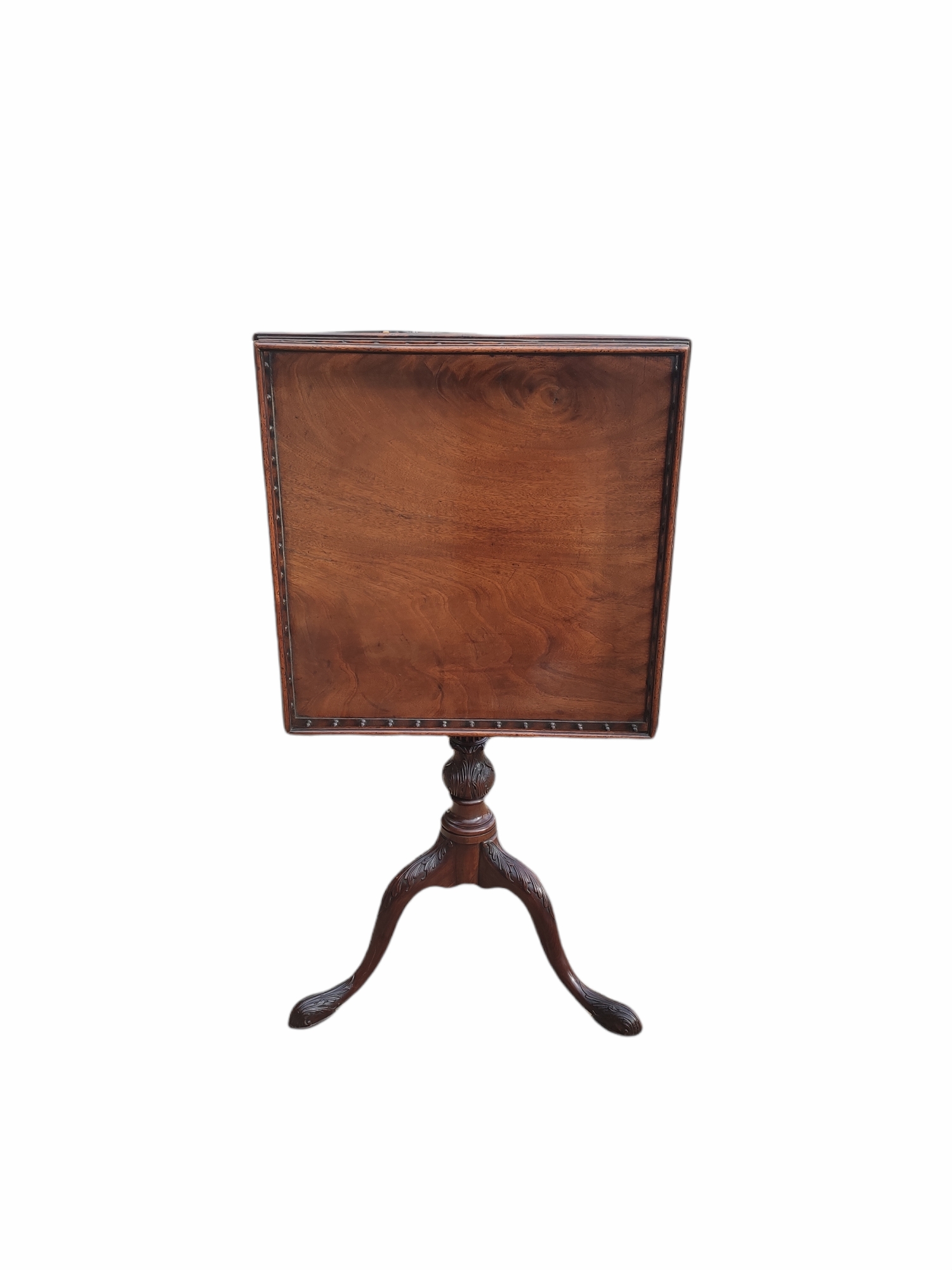AN 18TH CENTURY MAHOGANY TILT TOP TRIPOD TABLE With square spindles galleried top above a bird cage, - Image 3 of 3