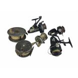 A COLLECTION OF SEVEN VINTAGE FISHING REELS To include a Cardinal 55, Intrepid Super Twin Fluegler