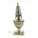 TIFFANY AND CO., AN EDWARDIAN SILVER CASTER Having a pierced dome form lid with urn base, marked