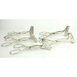 WHITE STAR LINE, A COLLECTION OF FIVE EARLY 20TH CENTURY SILVER PLATED ASPARAGUS TONGS Plain form