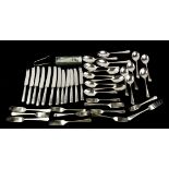 A COLLECTION OF VINTAGE SILVER AND SILVER PLATED WARE To include a set of eight silver teaspoons and