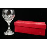 BACCARAT, A VINTAGE CUT LEAD GLASS GOBLET Bearing etched monogram to base, in a red Baccarat box. (