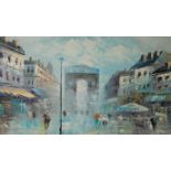 MAX TAYLOR, A 20TH CENTURY OIL ON CANVAS Landscape, Parisian street scene, signed lower right,